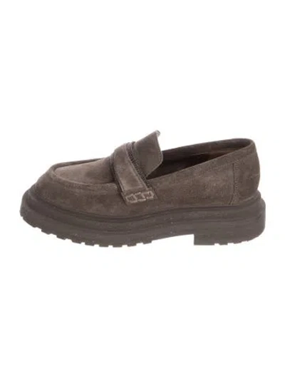 Pre-owned Brunello Cucinelli Monili Suede Loafers In Neutral