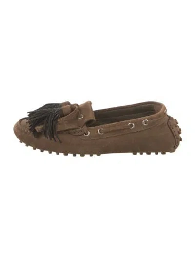 Pre-owned Brunello Cucinelli Monili Suede Loafers W/ Tags In Neutral
