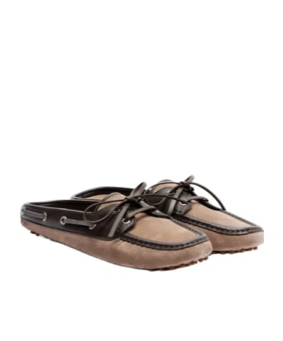 Brunello Cucinelli Monili Suede Mules In Neutral