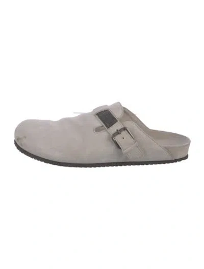 Pre-owned Brunello Cucinelli Monili Suede Mules In Gray