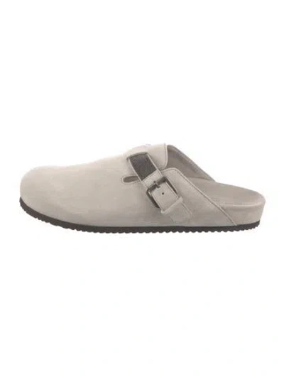 Pre-owned Brunello Cucinelli Monili Suede Mules In Gray
