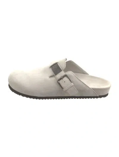 Pre-owned Brunello Cucinelli Monili Suede Mules In Multi
