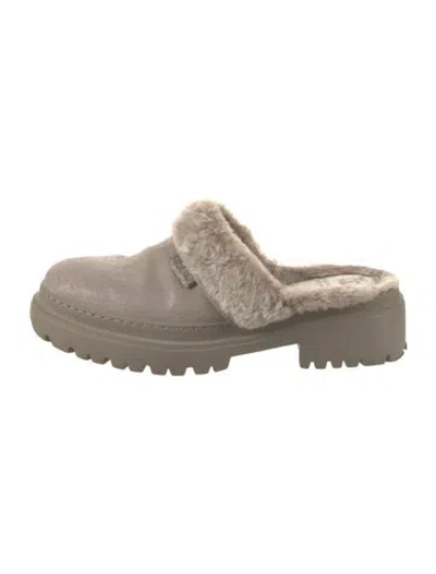 Pre-owned Brunello Cucinelli Monili Suede Mules In Neutral