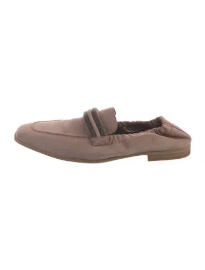 Pre-owned Brunello Cucinelli Monili Suede Mules In Pink