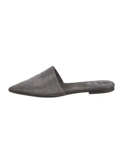 Pre-owned Brunello Cucinelli Monili Suede Mules In Silver