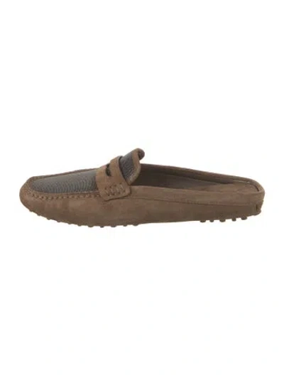 Pre-owned Brunello Cucinelli Monili Suede Mules W/ Tags In Brown