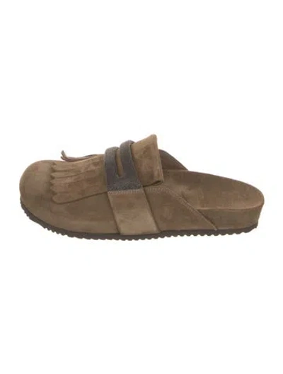 Pre-owned Brunello Cucinelli Monili Suede Mules W/ Tags In Brown