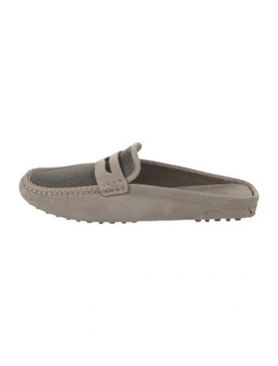 Pre-owned Brunello Cucinelli Monili Suede Mules W/ Tags In Neutral