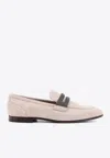 Brunello Cucinelli Suede Loafer With Iconic Monili Detail