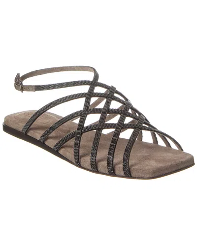 Brunello Cucinelli Cross Sandals In Brown