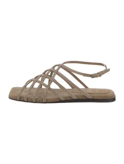 Pre-owned Brunello Cucinelli Monili Suede Sandals
