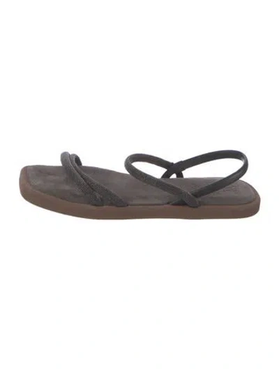 Pre-owned Brunello Cucinelli Monili Suede Sandals In Black