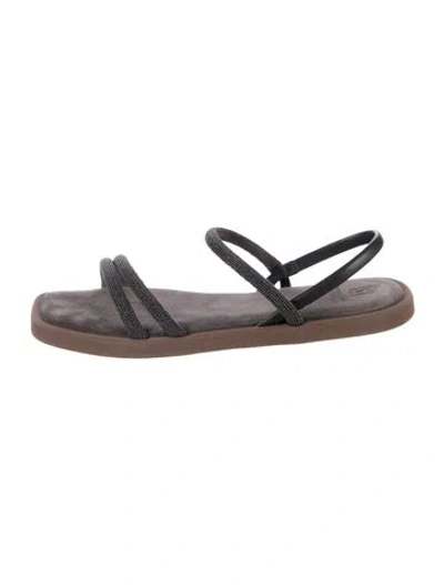 Pre-owned Brunello Cucinelli Monili Suede Sandals In Grey