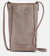 Brunello Cucinelli Monili Suede Shoulder Bag In Gray
