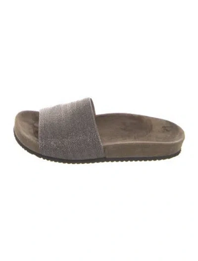 Pre-owned Brunello Cucinelli Monili Suede Slides