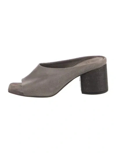 Pre-owned Brunello Cucinelli Monili Suede Slides In Gray