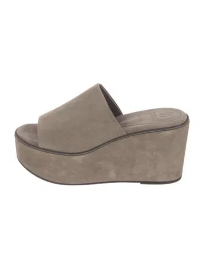Pre-owned Brunello Cucinelli Monili Suede Slides In Grey