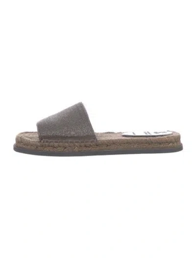 Pre-owned Brunello Cucinelli Monili Suede Slides In Grey