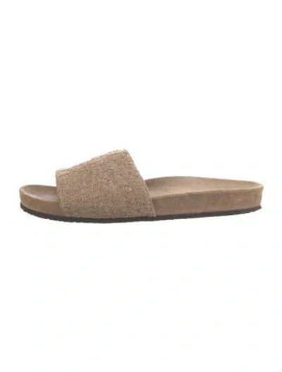 Pre-owned Brunello Cucinelli Monili Suede Slides In Neutrals