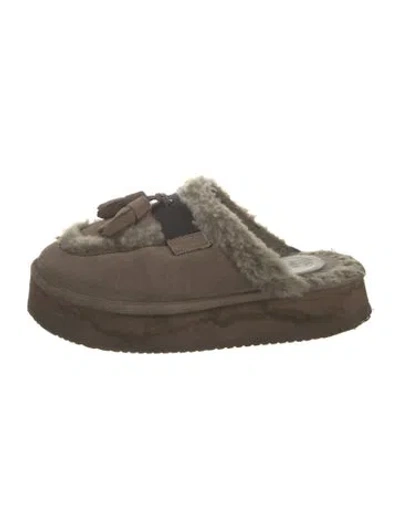 Pre-owned Brunello Cucinelli Monili Suede Slippers In Green