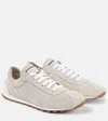 Brunello Cucinelli Monili-chain Suede Sneakers In White
