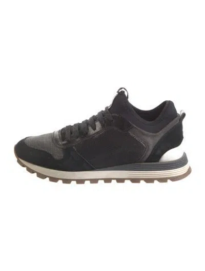 Pre-owned Brunello Cucinelli Monili Suede Sneakers In Black