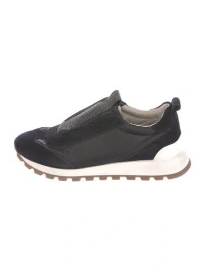 Pre-owned Brunello Cucinelli Monili Suede Sneakers In Black