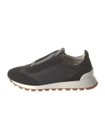 Pre-owned Brunello Cucinelli Monili Suede Sneakers In Black