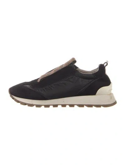 Pre-owned Brunello Cucinelli Monili Suede Sneakers In Black
