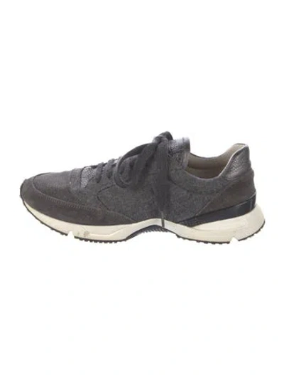 Pre-owned Brunello Cucinelli Monili Suede Sneakers In Gray
