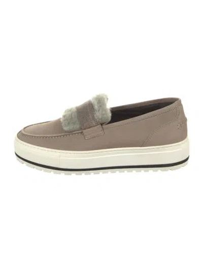 Pre-owned Brunello Cucinelli Monili Suede Sneakers In Gray