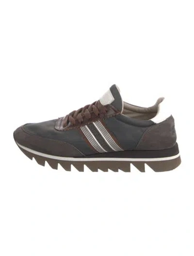 Pre-owned Brunello Cucinelli Monili Suede Sneakers In Gray