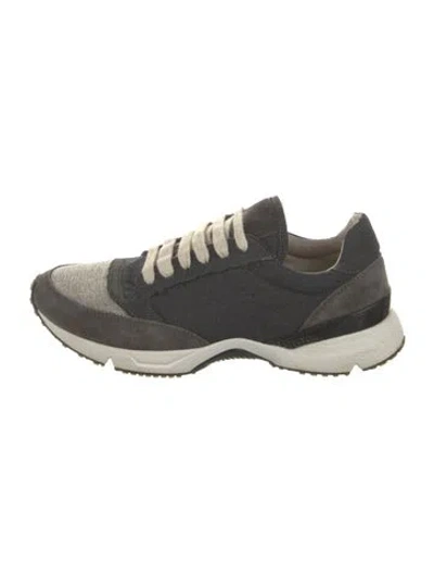 Pre-owned Brunello Cucinelli Monili Suede Sneakers In Gray