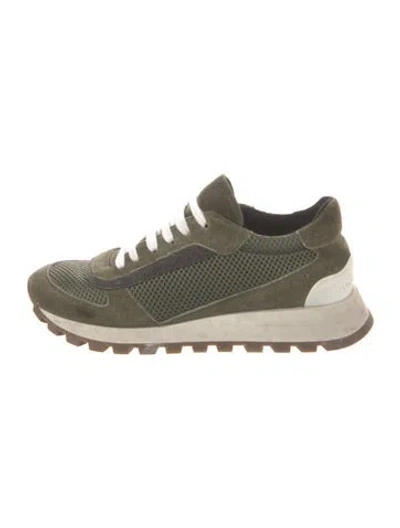 Pre-owned Brunello Cucinelli Monili Suede Sneakers In Green