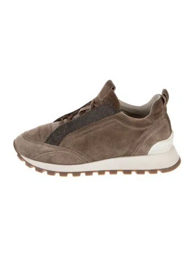 Pre-owned Brunello Cucinelli Monili Suede Sneakers In Multi