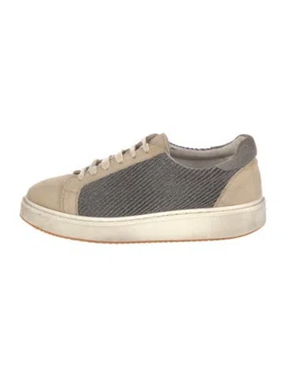 Pre-owned Brunello Cucinelli Monili Suede Sneakers In Neutral