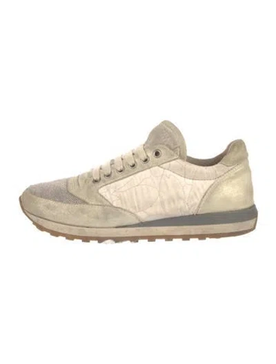 Pre-owned Brunello Cucinelli Monili Suede Sneakers In Neutral