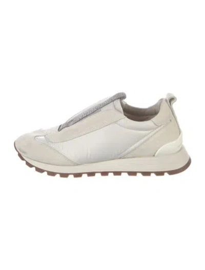 Pre-owned Brunello Cucinelli Monili Suede Sneakers In Neutral