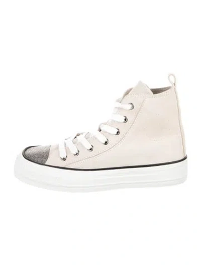 Pre-owned Brunello Cucinelli Monili Suede Sneakers In Neutral