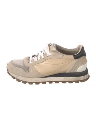 Pre-owned Brunello Cucinelli Monili Suede Sneakers In Neutral
