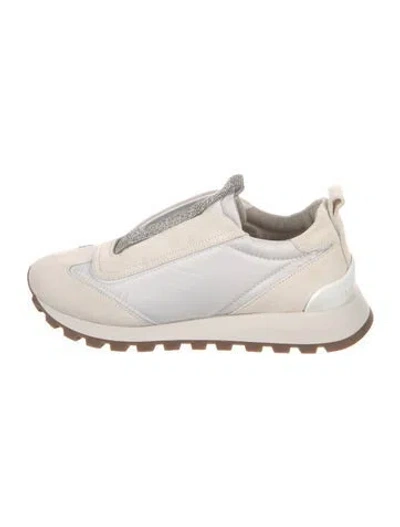 Pre-owned Brunello Cucinelli Monili Suede Sneakers In Neutral