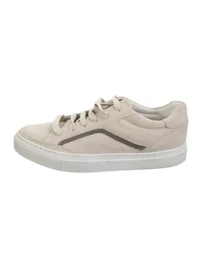 Pre-owned Brunello Cucinelli Monili Suede Sneakers In Neutrals