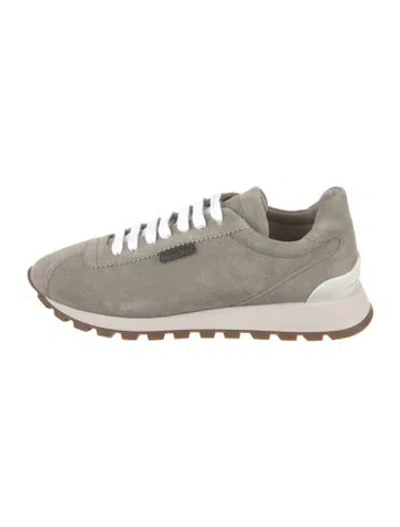 Pre-owned Brunello Cucinelli Monili Suede Sneakers W/ Tags In Gray