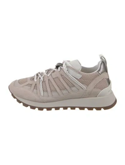 Pre-owned Brunello Cucinelli Monili Suede Sneakers W/ Tags In Neutral