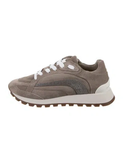 Pre-owned Brunello Cucinelli Monili Suede Sneakers W/ Tags In Neutral