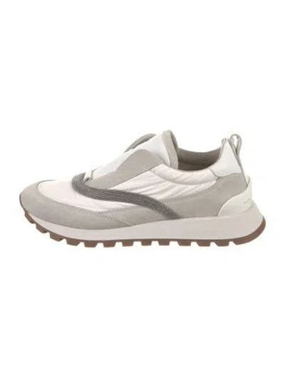 Pre-owned Brunello Cucinelli Monili Suede Sneakers W/ Tags In White