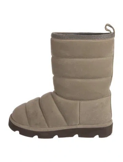 Pre-owned Brunello Cucinelli Monili Suede Snow Boots In Neutral