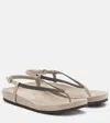 Brunello Cucinelli Monili Suede Thong Sandals