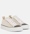 Brunello Cucinelli Monili Suede-trimmed Low-top Sneakers In Avena