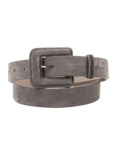 Pre-owned Brunello Cucinelli Monili Suede Waist Belt In Grey